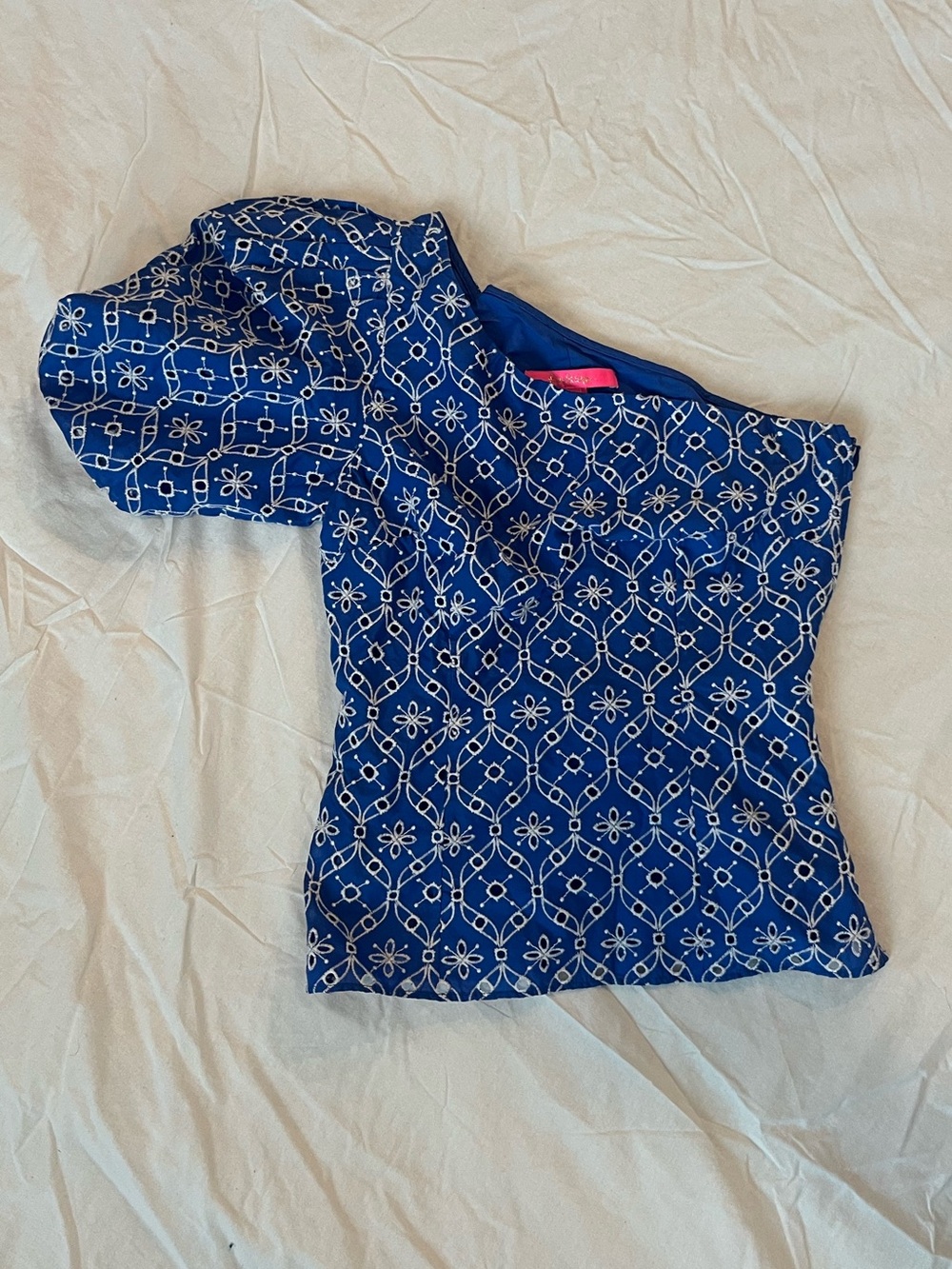 Lilly Pulitzer Royal Blue One-Shoulder Printed Crop Top